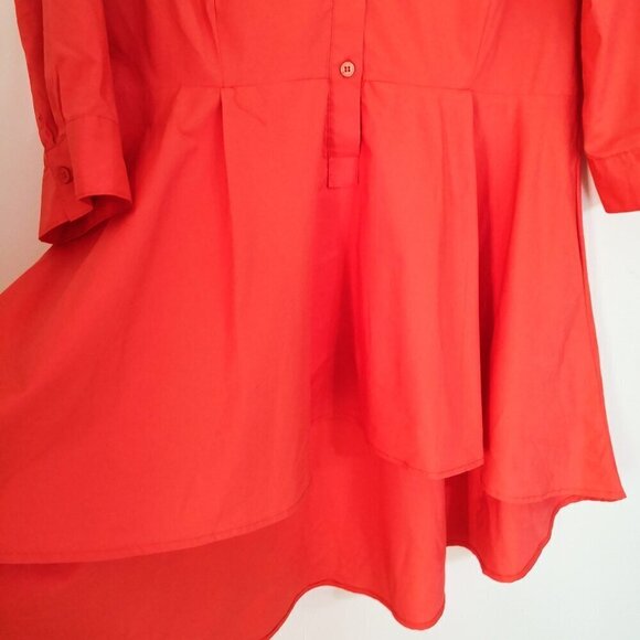 NY&C Poplin High-Low Blouse Coral Red Size L - Picture 4 of 5